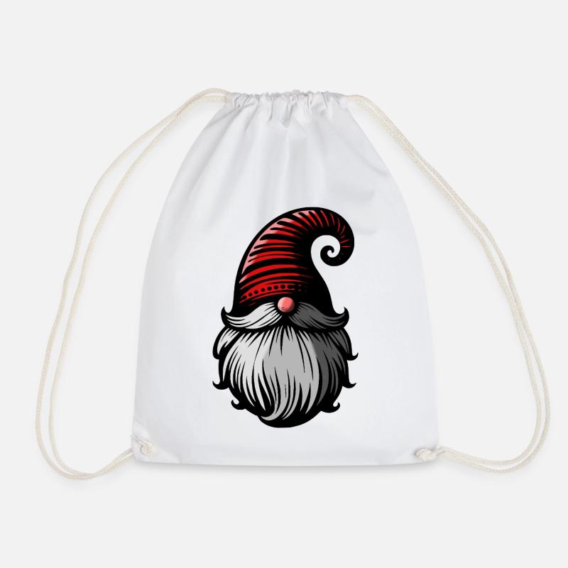 Nordic Christmas elf. Gnome. Christmas elf. - Drawstring Bag - white