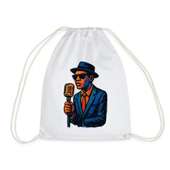 Chanteur de Jazz Vintage avec Microphone - Sac de sport léger - blanc - Devant
