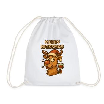Merry Hickmas Reindeer Wine - Drawstring Bag - white - Front