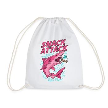Snack Attack 8th Birthday Shark - Drawstring Bag - white - Front