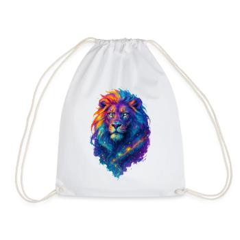 Colorful Cosmic Lion - Art Pop Colors - Drawstring Bag - white - Front