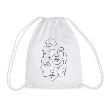 Minimalist One Line Multi Face - Drawstring Bag - white - Front
