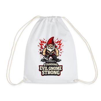 Evil Gnome, Dark Gnome, Goth Gnome, Funny Gnome - Drawstring Bag - white - Front