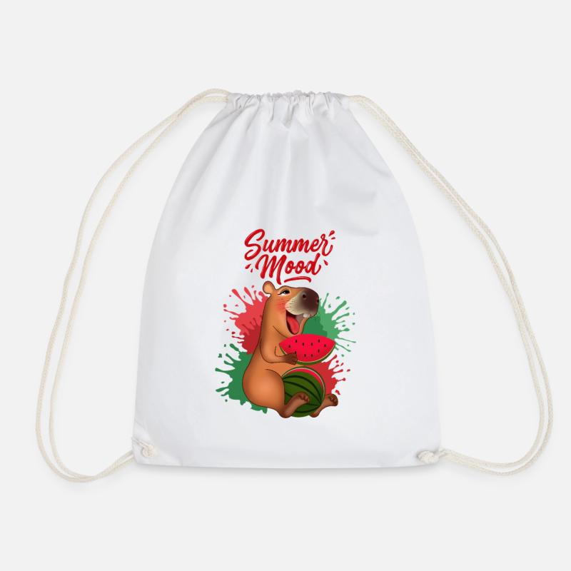 Lächelnde Capybara mit Wassermelone - Turnbeutel - Weiß
