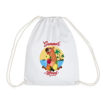 Capybara on Vacation - Drawstring Bag - white - Front