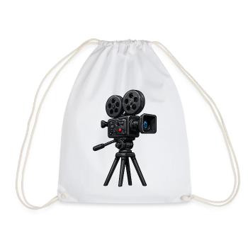 Vintage Filmkamera auf Stativ - Turnbeutel - Weiß - Vorne