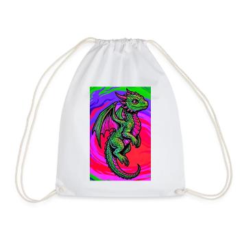 dragon - Drawstring Bag - white - Front