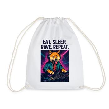 Shiba Inu DJ : Eat Sleep Rave rediffuse les streetwear - Sac de sport léger - blanc - Devant