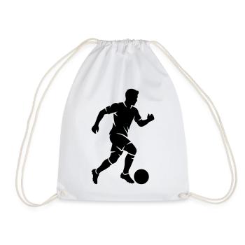 Soccer Player Silhouette Soccer - Drawstring Bag - white - Front