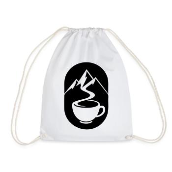 Coffee Mountains Hiking Outdoor Motif - Drawstring Bag - white - Front