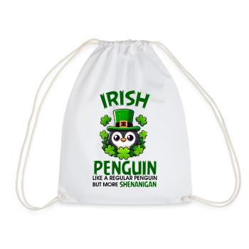 Irish Penguin Shenanigan - Drawstring Bag - white - Front