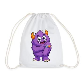 Lila Monster mit Pflaster - Turnbeutel - Weiß - Vorne