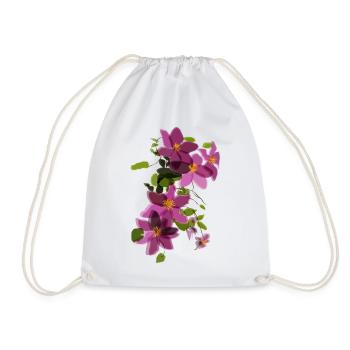Clématites violettes – Illustration florale - Sac de sport léger - blanc - Devant