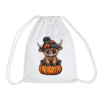 Kürbis-Kuh im Halloween-Look - Turnbeutel - Weiß - Vorne