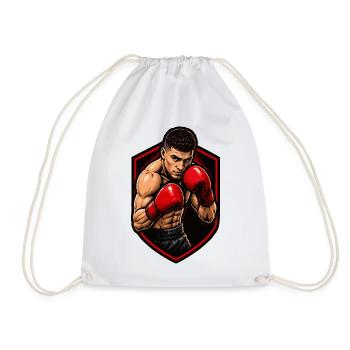 Boxer mit roten Handschuhen Schild - Turnbeutel - Weiß - Vorne