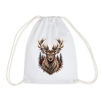 Black Forest Stag – Wilder Hirsch - Turnbeutel - Weiß - Vorne