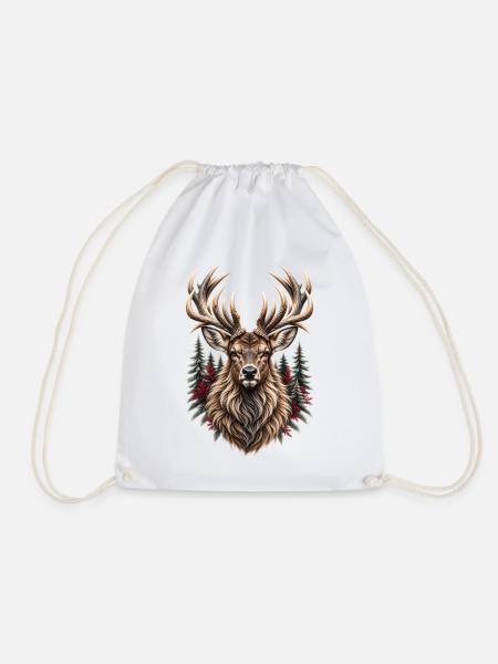 Black Forest Stag – Wilder Hirsch - Turnbeutel - Weiß