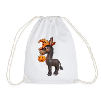 Süßer Halloween Esel mit Kürbis - Turnbeutel - Weiß - Vorne