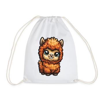 Fluffige Alpaka - Turnbeutel - Weiß - Vorne