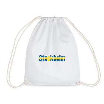 Stockholm SWEDEN flag - Drawstring Bag - white - Front