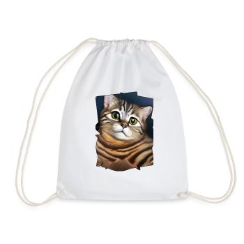 Cute cat - Drawstring Bag - white - Front