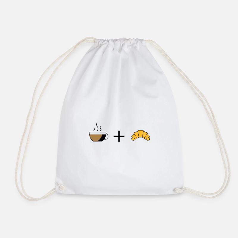 Coffee and croissant - Drawstring Bag - white