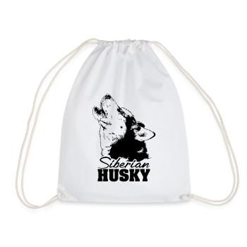 SIBERIAN HUSKY howling Wilsign's sled dog - Drawstring Bag - white - Front