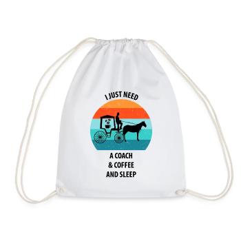 Coachman Carriage Horse-drawn carriage Coffee - Drawstring Bag - white - Front
