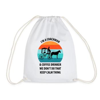 Coachman Carriage Horse-drawn carriage Coffee - Drawstring Bag - white - Front