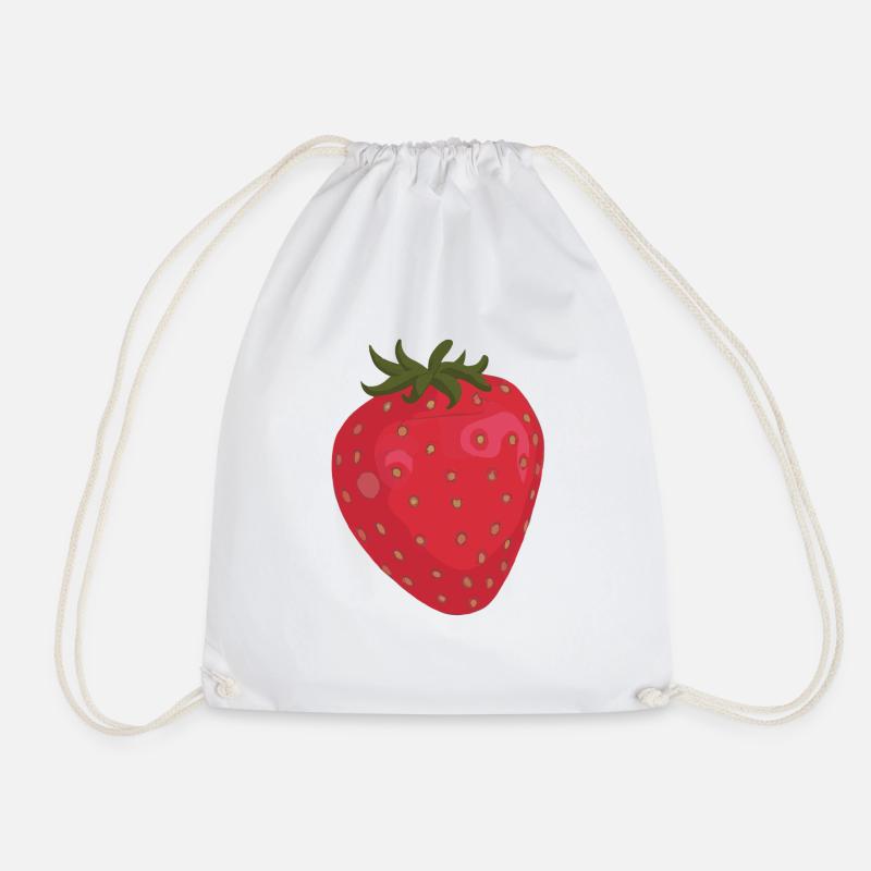 Erdbeere Illustration Geschenkidee - Turnbeutel - Weiß