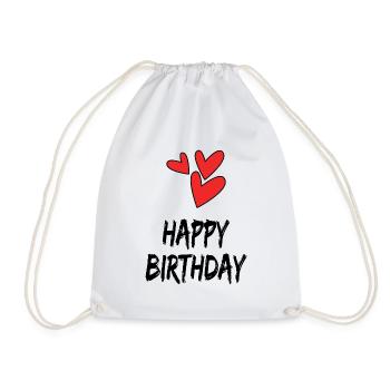 BIRTHDAY. HAPPY BIRTHDAY. HAPPY BIRTHDAY. - Drawstring Bag - white - Front