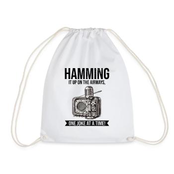 Amateur Vintage Radio Ham Operator Microphone - Drawstring Bag - white - Front