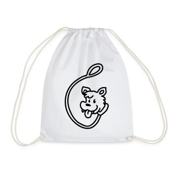 Dog Leash - line - Drawstring Bag - white - Front