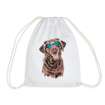 Brauner Labrador mit Sonnenbrille - Turnbeutel - Weiß - Vorne