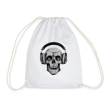 Totenkopf mit Kopfhörer - Turnbeutel - Weiß - Vorne