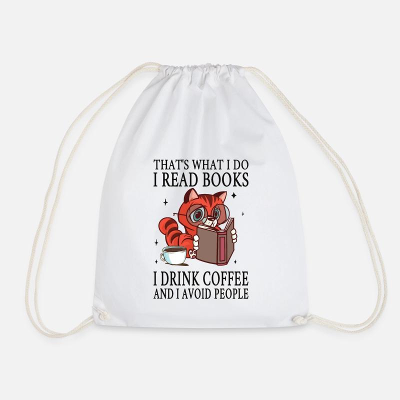 Ich lese Bücher, trinke Kaffee und meide Menschen - Turnbeutel - Weiß
