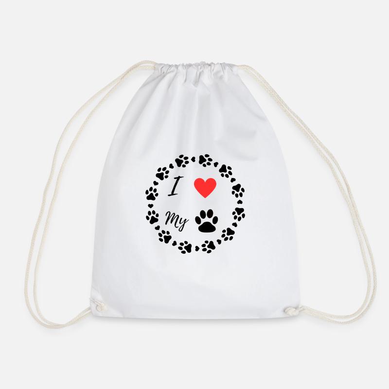 I love my dog - Drawstring Bag - white