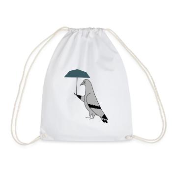 Pigeon with Umbrella – Urban Minimal Illustration - Turnbeutel - Weiß - Vorne