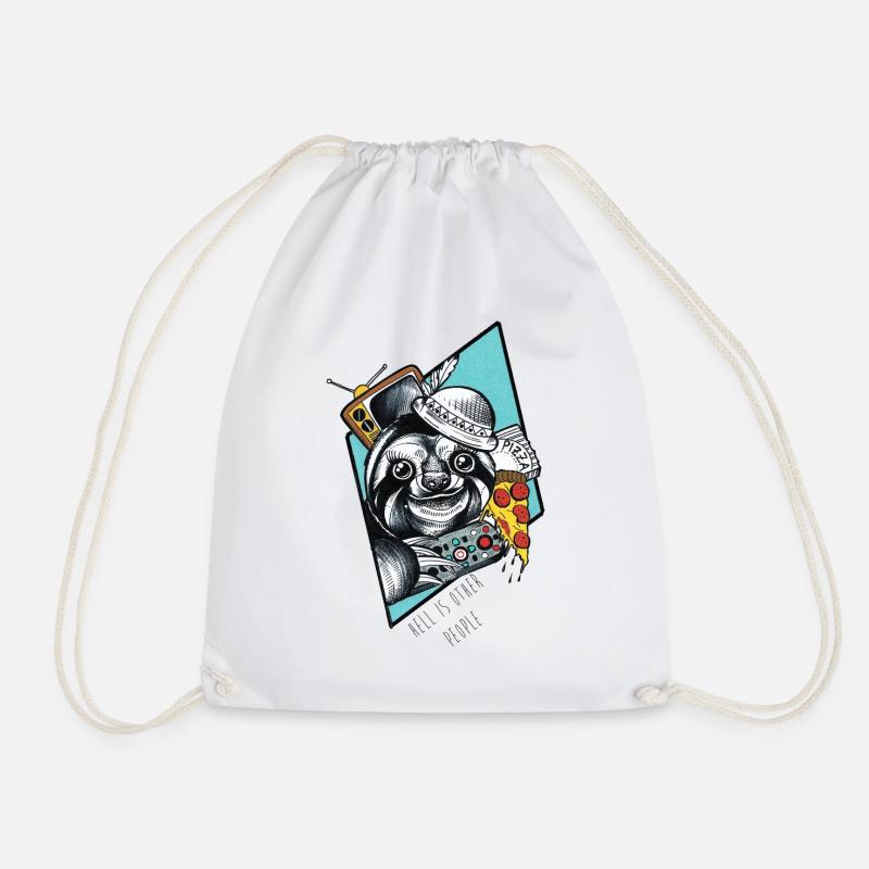 Pizza-Sloth - Drawstring Bag - white