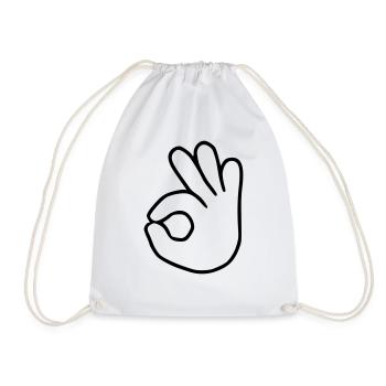 Emoji Okay Sketch Black - Drawstring Bag - white - Front