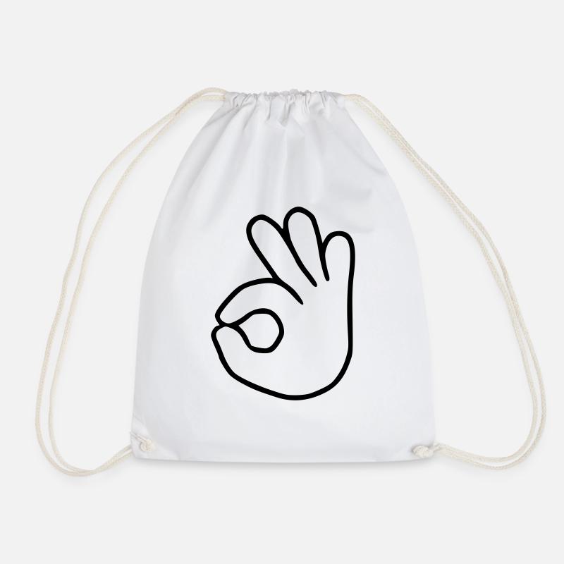 Emoji Okay Sketch Black - Drawstring Bag - white