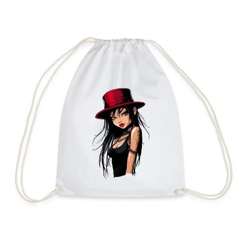 Beauté aux cheveux noirs - fille de bande dessinée - Sac de sport léger - blanc - Devant