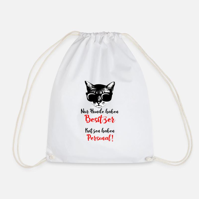 Cat, Cats - Drawstring Bag - white