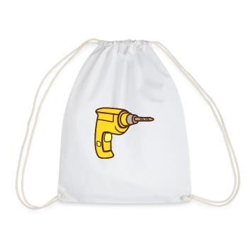 drilling machine - Drawstring Bag - white - Front