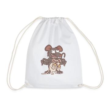 rats - Drawstring Bag - white - Front