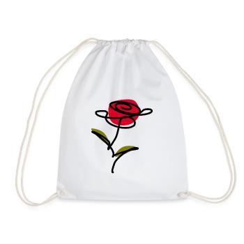 Blume rot one line art Geschenk Muttertag - Turnbeutel - Weiß - Vorne