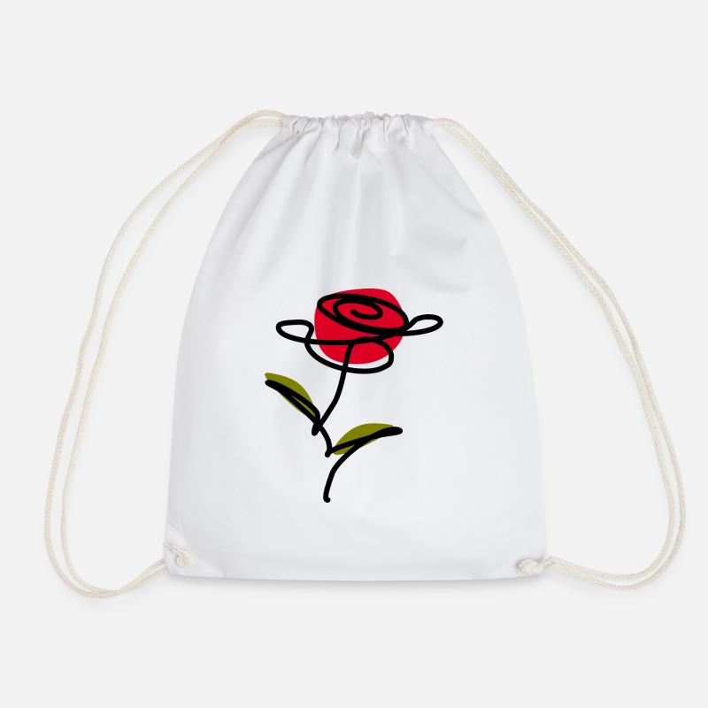 Blume rot one line art Geschenk Muttertag - Turnbeutel - Weiß