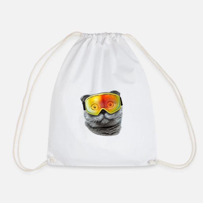 Caty the Cat mit Skibrille - Turnbeutel - Weiß
