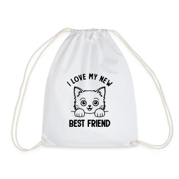 cadeau bébé naissance bébé amoureux des chats - Sac de sport léger - blanc - Devant