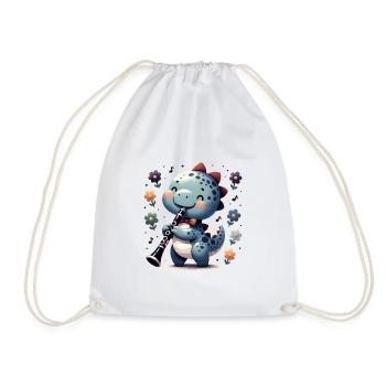 Mignon Dino Flutist Joue de la flûte à bec - Sac de sport léger - blanc - Devant